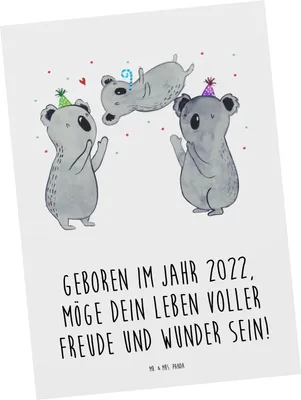 Produktbild von Mr. & Mrs. Panda Postkarte 2022 Geburtstag - Weiß - Geschenk, liebevolle Geschenke, Geburtstagsgeschenk, Postkarten, Wünsche, handgefertigte, Alter, Ansichtskarte
