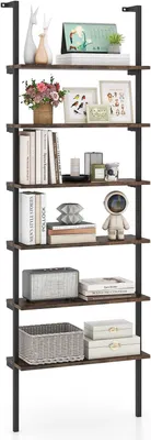 Imagen del producto de Estantería de 6 niveles, de 60 x 20 x 183 cm, estantería industrial con estructura de metal, estantería de pie abierta, ideal para exhibir en salones, dormitorios y oficinas en casa (color marrón)