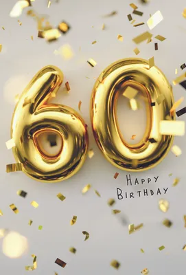 Produktbild von 60. Geburtstag Happy Birthday goldene Zahl Glitter Glückwunschkarte mit Umschlag