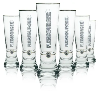 Produktbild von 6x Flensburger Bier Glas Tulpe 0,2l Sahm Goldrand