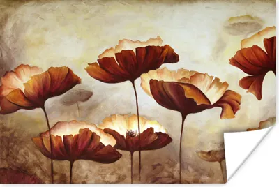 Produktbild von MuchoWow® Poster Malerei - Blumen - Ölfarbe - Pflanzen 180x120 cm - Fotoplakat