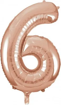 Produktbild von Unique Folienballon Zahl 6 Roségold ca. 86 cm, Helium geeignet