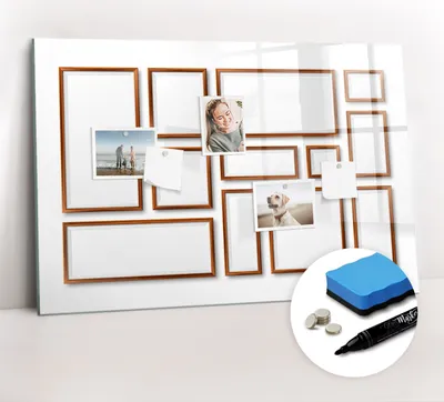 Produktbild von Magnetpinnwand Memoboard - Zubehörsatz - Schwarzer Marker + Schwamm + Magnete - 90 x 60 cm - Holzrahmen