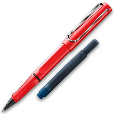 Produktbild von LAMY Tintenroller Safari Rot ROLL-INK Füller ergonomisch mit löschbare Füller Tintenpatrone blau