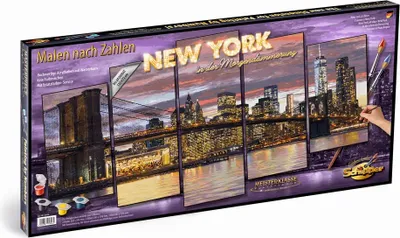 Immagine prodotto di Schipper Malen nach Zahlen New York in der Morgendämmerung, Meisterklasse Polyptychon, Malvorlage, Wandbild, Maltafel, 609450806