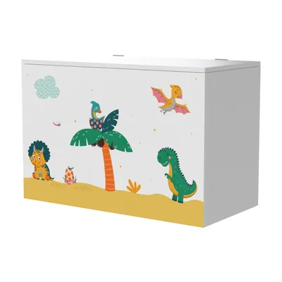 Produktbild von Spielzeugkiste ‘Oleiros’ mit aufklappbarem Deckel Dinosaurier Motiv 40 x 60 x 30 cm