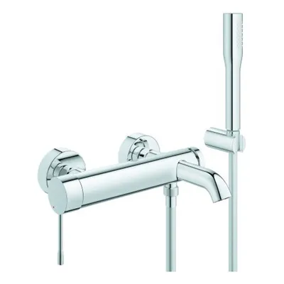 Produktbild von Grohe Essence Einhand-Wannenbatterie, Wandmontage, Ausladung 193mm, mit Brausegarnitur, chrom, 25249001