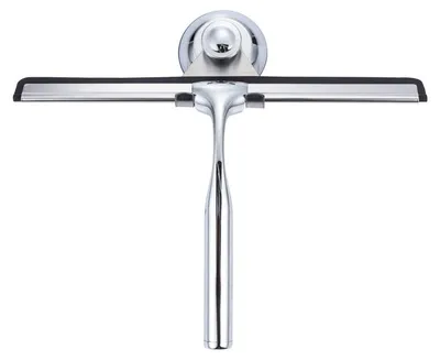 Produktbild von Duschabzieher Edelstahl - 25,8 x 17,3 cm - Fensterabzieher für Dusche, Glas und Fliesen - Mit Saugnapf und Haken - Ohne Bohren - Silber