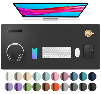 Zdjęcie produktu dla Podkładka na biurko - Antypoślizgowa - Wodoodporna - 91 x 43 cm - Czarna - Do laptopa i myszy