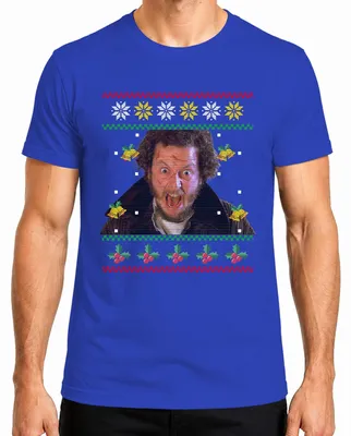 Produktbild von Marv Kevin Allein Zuhause Ugly Christmas Sweater Feuchte Banditen Herren T-Shirt, Blau, M