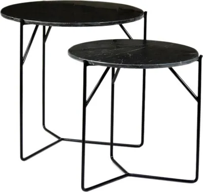Produktbild von 2er Set Couchtische Mason Marmor Stahl Schwarz