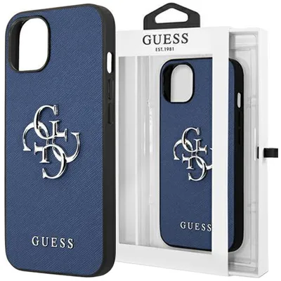Produktbild von Guess Guhcp13Ssa4Gsbl Iphone 13 Mini 5,4"" Niebieski/Blue Hardcase Saffiano 4G Metall Logo