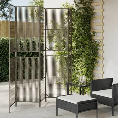 Produktbild von "2026 Promotion" Paravent 5-tlg. Grau Poly Rattan - Paravents CC22250