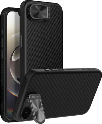 Immagine prodotto di Nillkin Carboprop Custodia magnetica con copertura per fotocamera e supporto per Iphone 16E - Nero