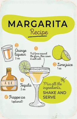 Produktbild von vianmo Holzschild 18x12 cm Margarita Recipe orange lime