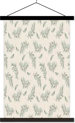 Produktbild von MuchoWow® Textilposter Vintage - Blatt - Pastell 40x60 cm mit schwarzem Rahmen - Wanddekorationen