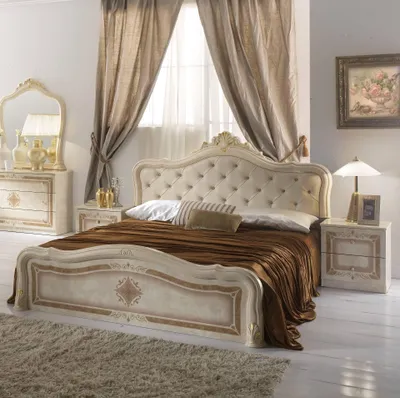 Produktbild von Barock Doppelbett Leana in Beige 180 x 200 cm