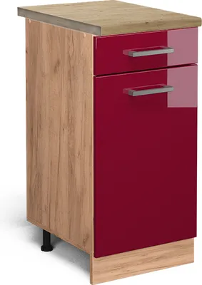 Image de Meuble cuisine Vicco R-Line Rouge brillant 40cm , PT Chêne, Model 45658