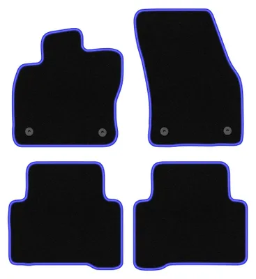 Produktbild von Velours-Fußmatten für Volkswagen Touran II 2016- (Minivan) – 4-tlg, Schwarz/Blau, passgenau – Wielganizator CARLUX