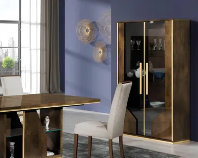 Produktbild von Vitrine Schrank Vitrinen Wohnzimmer Vitrinen Schränke Design 2 Tür Glas Schrank