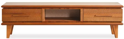 Image de Support TV pour salon, en bois, couleur naturelle, meuble TV marron, élégant, moderne, neuf