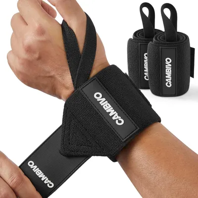 Immagine prodotto di CAMBIVO Polsini Palestra 2Pezzi, Polsiere Fasce Polsi 30/45/60cm, Polsiera con Anello per il Pollice, Wrist Wraps Fascette per Fitness, Gym, Sport, Bodybuilding, Allenamento, Stacchi, Uomo e Donna
