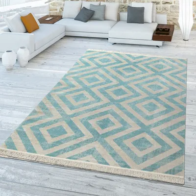 Produktbild von TT Home In-& Outdoorteppich Wetterfest Balkon Teppich Küche Rauten Design Soft Skandi Design Geometrisches Design Größe 120x170 cm