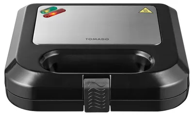Image de Appareil à sandwichs et grill Tomado 750 W, noir et acier inoxydable - Grille-pain à sandwichs et paninis