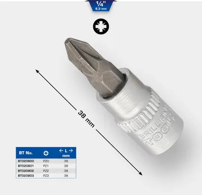 Produktbild von Brilliant Tools 1/4" PZ Kreuzschlitz Bit-Stecknuss