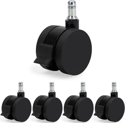 Immagine prodotto di Rotelle per sedie da ufficio con freno, diametro 60 mm, set da 5, adatte per pavimenti duri
