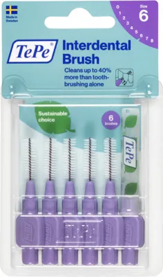 Produktbild von TePe | Interdentalbürsten 1,1 mm - lila - 6 Stück - effektive Zahnreinigung - für gesunde Zähne