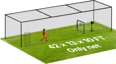 Obrázok produktu pre VEVOR Baseballová odpalovacia klietka 1270x390x308 cm, voľne stojaca prenosná odpalovacia klietka s 30-vrstvovým a viazaným HDPE a karabínovým háčikom, tréningová sieť pre vonkajšie a vnútorné použitie v záhrade  (LEN SIEŤ)