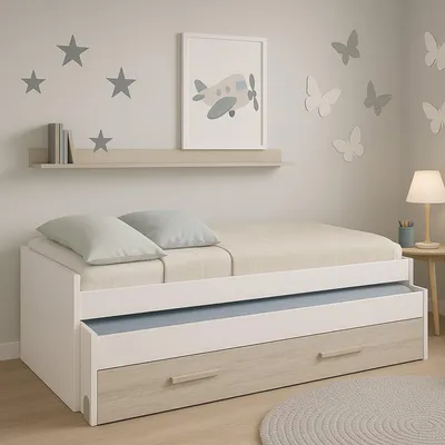 Image de Art - Lit pour enfant, blanc, avec rangement