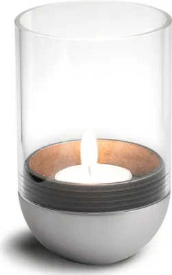 Image de höfats - Gravity Candle Silber - Photophore et porte-bougie à chauffe-plat - le porte-bougie intégré maintient la bougie à l'horizontale - allumage pratique et fonction d'extinction intégrée