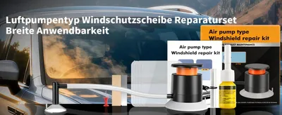 Produktbild von Windschutzscheiben-Reparaturset - Glasreparaturset - Vakuumpumpe - Verbundglas - Steinschläge und Risse - Für mehrere Reparaturen - Ohne UV-Lampe