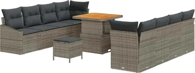 Produktbild von vidaXL Garten-Sofa-Set mit Kissen mit Speicher 11 pcs Grau