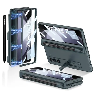 Obrázek produktu pro Pouzdro na Samsung Galaxy Z Fold 5 s ochranou obrazovky a drážkou na pero, magnetická ochrana pantu a stojánek světle zelené