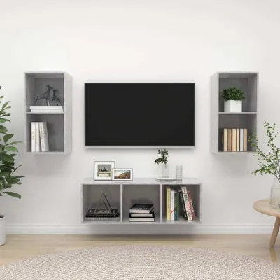Obrázok produktu pre vidaXL 3-dielna súprava TV skriniek betónová sivá odvodená od dreva
