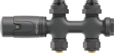 A close-up studio shot of a radiator valve.
