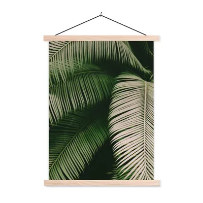 Produktbild von MuchoWow® Textilposter Palmwedel - Sommer - Tropisch 120x160 cm mit holzfarbenen Rahmen - Plakatkarton