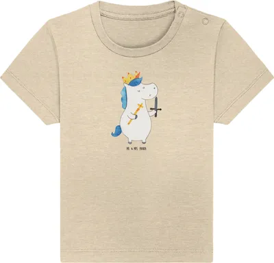 Produktbild von Mr. & Mrs. Panda  T-Shirt Einhorn König mit Schwert 0. - 6. Monat - Natural Raw - Geschenk, Mittelalter, Einhörner, Baby Shirt, Unicorn, Organic, Jerseyshirt, Ritter