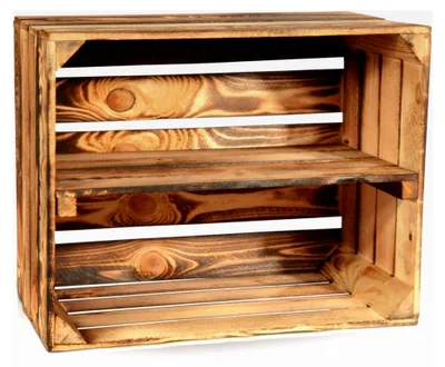 Produktbild von Geflammte Obstkisten - Verschiedene Größen Holzkisten Weinkisten Holz Kisten Apfelkisten Obstkiste Gebrannt (50 x 40 x 30 cm mit Langer Ablage)