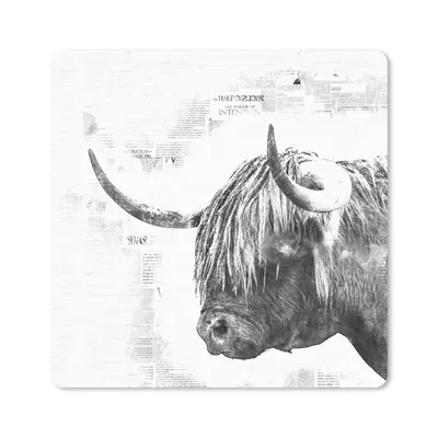 Produktbild von MuchoWow® Mauspad Mousepad Schottischer Highlander - Abstrakt - Schwarz - Weiß 30x30 cm - Mousepads - Maus Mat - Pad - Mausunterlage - Gaming