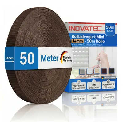 Produktbild von INOVATEC 50 m Rollladen Gurtband Mini 14 mm braun