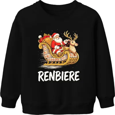 Obrázek produktu pro Renbiere Father Christmas Sleigh Reindeer Christmas Father Christmas Uni dětská mikina, černá, 116 ks