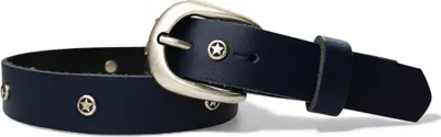 Produktbild von FRONHOFER Kindergürtel mit Schnalle in silber, echt Leder mit Stern Nieten,2,5cm