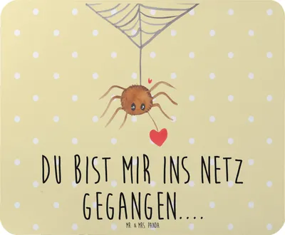 Produktbild von Mr. & Mrs. Panda Mauspad Spinne Agathe Liebe - Gelb Pastell - Geschenk, pc mousepad, Liebesgeschenk, laptop, Mouse Pad, Verliebt, mousematte, Liebesbeweis