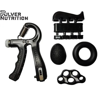 Produktbild von Pulver® – 5-teiliges Set für Kraft und Regeneration – Fingertrainer – Handgelenktrainer – Handtrainer – Handtrainer – Griffring – Griffball – Fingerwi