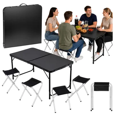 Produktbild von Set Campingmöbel Klapptisch 4 Hocker Schwarzer Koffer