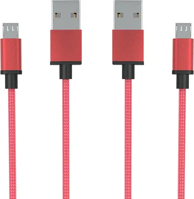Produktbild von 2x 3m Micro USB Ladekabel Set | Daten für Handy Tablet Samsung PS4 Xbox ROT
